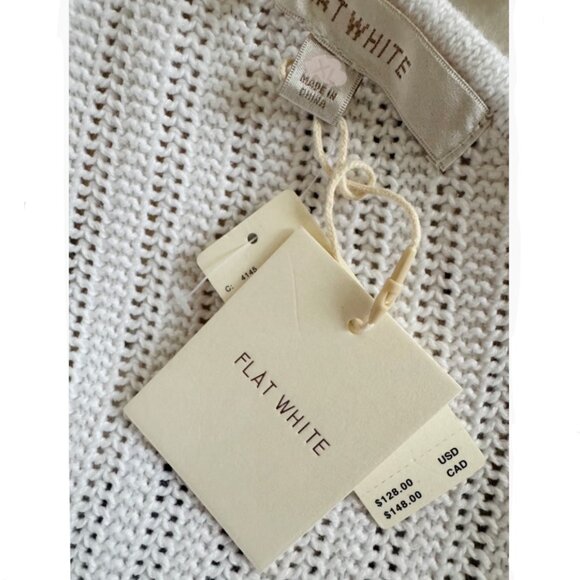 Brand New Flat White One Shoulder Crochet Mini Sweater Dress - Picture 6 of 7